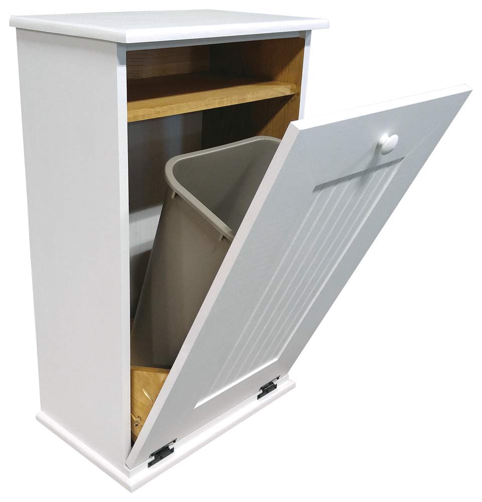 Tilt-Out Wooden Trash Bin Holder (Solid - Cottage White)