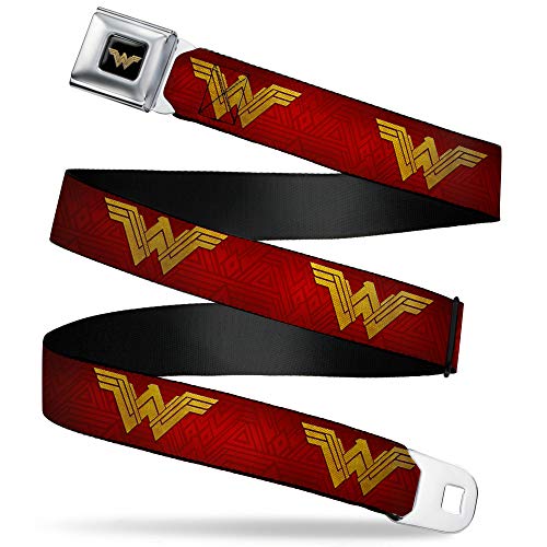 Buckle-Down Men's Seatbelt Belt Wonder Woman Kids, icon red/Golds, 1.0