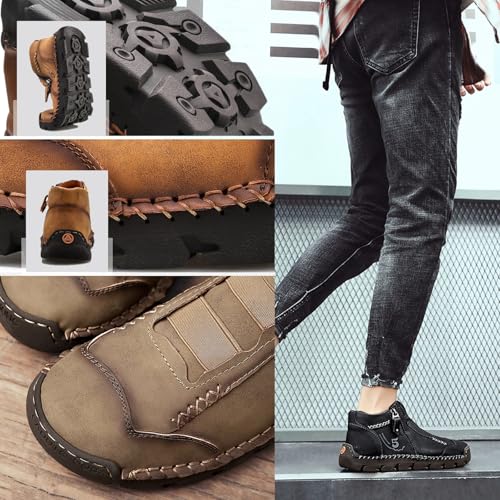 Matufit Shoes for Men, Matufit Orthopedic Loafers, Men's Leather Waterproof Non-Slip Fashionable Orthopedic Shoes, Side Zip Slip-On Flats Lightweight2