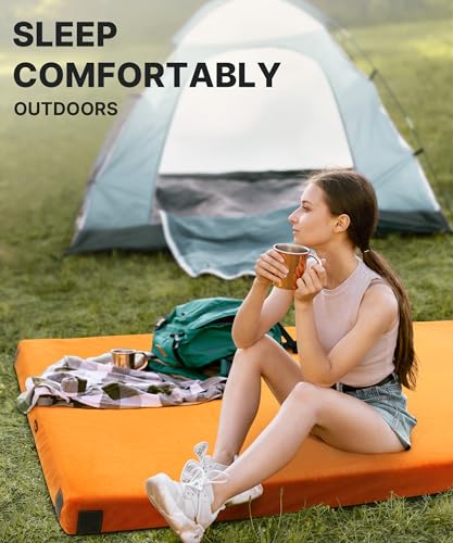 Image of GAIALOOP 3 Inch Memory Foam Camping Mattress, Dual Layer Thick Sleeping Camp Pad for Car Tent Cot, Roll-Up Portable Glamping Floor Bed for Guests Sleepover