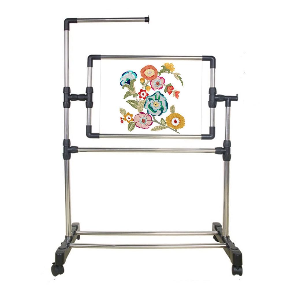 OLSKFUH Embroidery Stand With Wheels, Adjustable Floor Frame For Cross Stitch And Needlework, Craft Sewing Holder With Lap Table Functionality,S