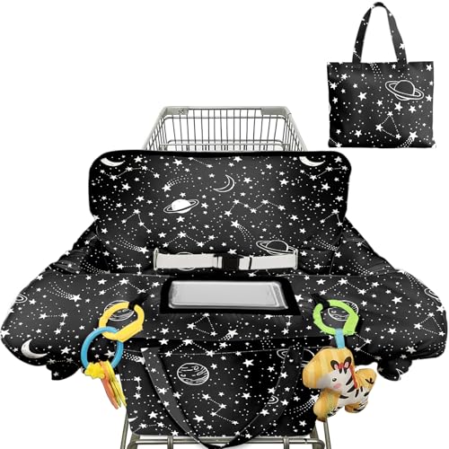 Image of Shopping Cart Cover for Baby Girl Boy 2-in-1 High Chair Water Resistant High Chair Cover w/Phone Pouch Pocket Gender Neutral Cart Cover for Babies Padded Grocery Cart Cover for Baby