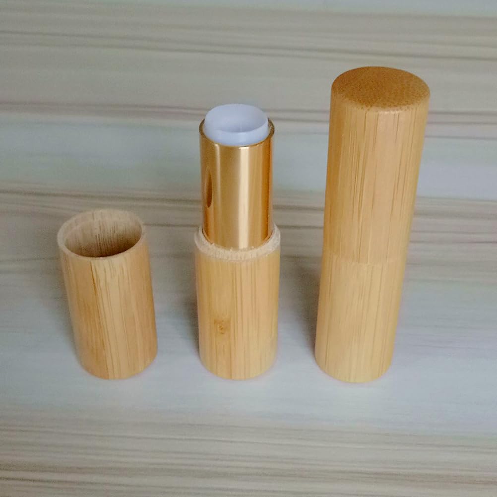 Garneck 2sets Diy Homemade Lipstick Tube Bamboo Jar (12.1mm) Unique and Classic Design Push Wheel Mechanism for Travel/work/daily Use 3pcs*2