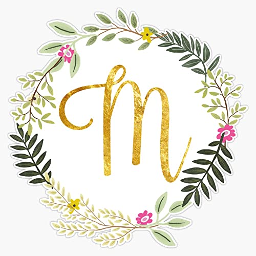 Floral And Gold Initial Monogram M Sticker Bumper Sticker Vinyl Decal 5 #TOP19
