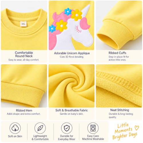 Image of Bold N Elegant Kid's Full Sleeve Unicorn Print Prewinter Cotton Round Neck Sweatshirt Pullover Tee For Infant Toddler Baby Girl's Kids
