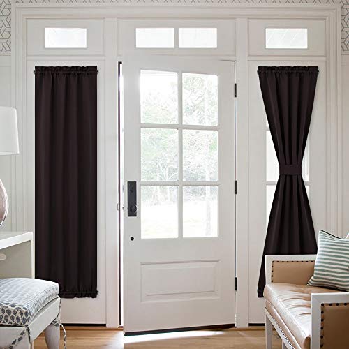NICETOWN Brown Blackout French Door Curtains - Energy Efficient Privacy Blackout Sidelight/Sliding/Patio Door
