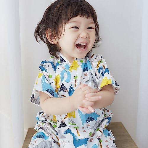 Image of Baby Japanese Kimono Robe Cotton Infant Comfy Loose Romper