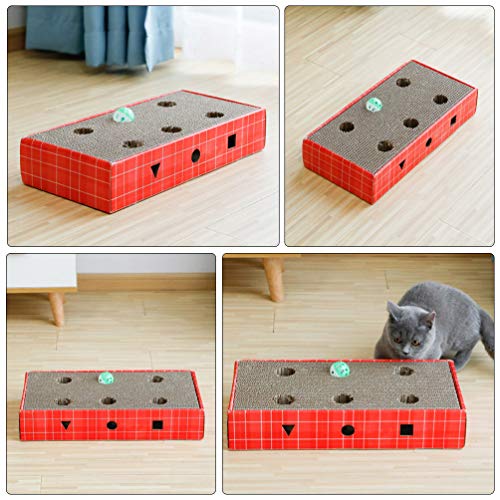 ULTECHNOVO Gato Ondulado Scratcher Papelão Gatinho Puzzle Kitty Kitty Scratch Pad Garras Jogo Intera
