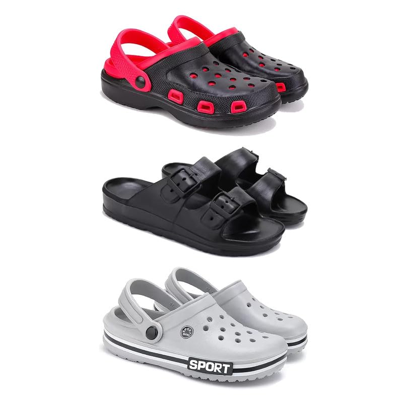 DRACKFOOT-Lightweight Classic Clogs || Sandals with Slider Adjustable Back Strap for Men-Combo(3)-3017-3115-3016-10 Grey (B0D67156MX) Amazon Price History, Amazon Price Tracker