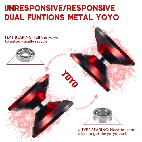 FETESNICE unresponsive Yoyo for Professional Players Aluminum Metal Yo Yo with Gift Responsive Bearing for Beginners. Yoyo for Kids and Adults - Image 3