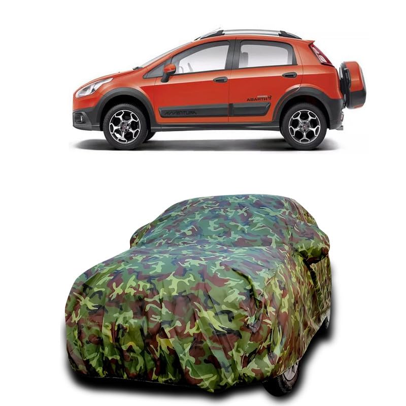 COVER MART-Car Body Cover Compatible for Abarth Avventura 1.4 T-Jet Dustproof Scratchproof Mirror Pocket with Buckle Hook Triple Stitched,Elastic Grip,Ultra Surface All Modal & Variants[GMJ]