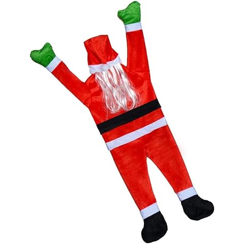 Christmas Hanging Santa Claus Decoration Outdoor Climbing Hanging Santa Suit Ornament from The Gutter Roof for Christmas Decoration Cover