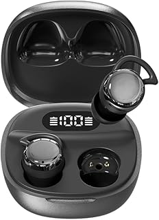 Wireless Bluetooth Sleep Earphones, Earbuds, in-Ear mini Bean Grain Type, high-end Electroplating Model, Suitable for Side Sleep, Without Ear Pressure, 2025 New Ultra-Long Battery Life (Black)