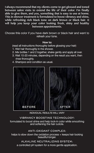 Image of Kristin Ess Hair Gloss in Black Iris True Black - 4 Wk Semi Permanent Hair Color for Women - Black Hair Color Depositing Conditioner & Toner for Vibrant Color + Shine - Hair Dye Glaze - Vegan