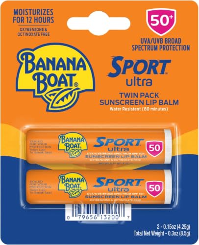 Image of Banana Boat Sport Ultra SPF 50 Lip Sunscreen Twin Lip Balm, Banana Boat Balm SPF 50, Oxybenzone Free, Sunblock, Travel Size Sunscreen for Lips, 0.15 Ounce (Pack of 20)
