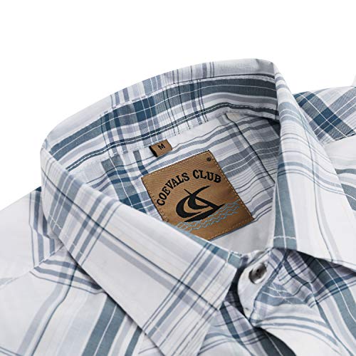 COEVALS CLUB Men's Western Pearl Snap Button Up Casual Cowboy Long Sleeve Two Pockets Work Shirts3