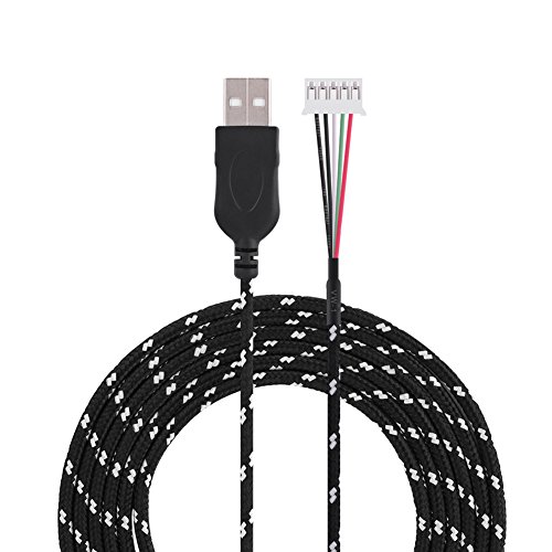 Mouse Cable, 2.2 Meters USB Cable Wire Line Replacement for Steelseries kana Mouse / 6.56ft / / USB Connector (Black+White)