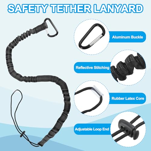 Image of MECCANIXITY Retractable Tool Lanyard 3.6ft with Aluminum Buckle and Adjustable Loop End, Included Glove Clamps and Keychains, Fall Protection Tools Leash for Hand Tools, Black 3 Pack