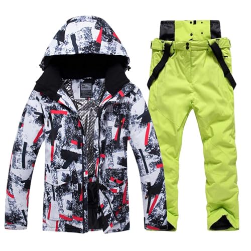 Combinaison de ski deux pièces homme ensemble veste et pantalon d'hiver avec motif graffiti