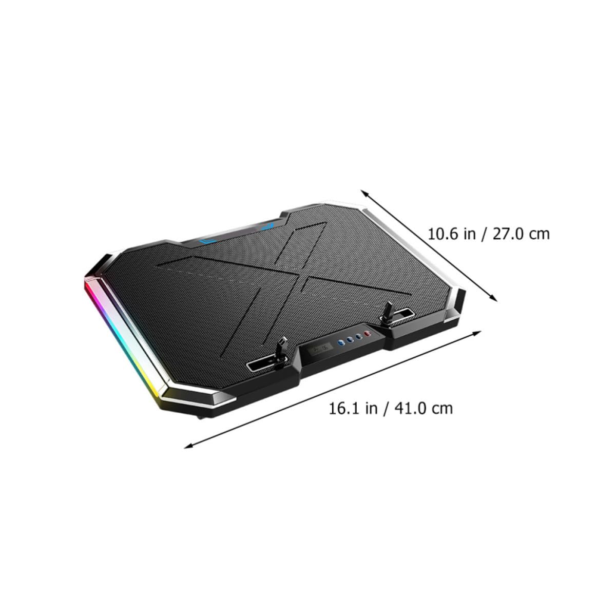 HOMSFOU USB Laptop Kühler mit RGB Beleuchtung Höhenverstellbarer Gaming Laptop Kühlständer aus Legierung mit Großem Lüfter und 7 Winkel Verstellung für Leises Arbeiten