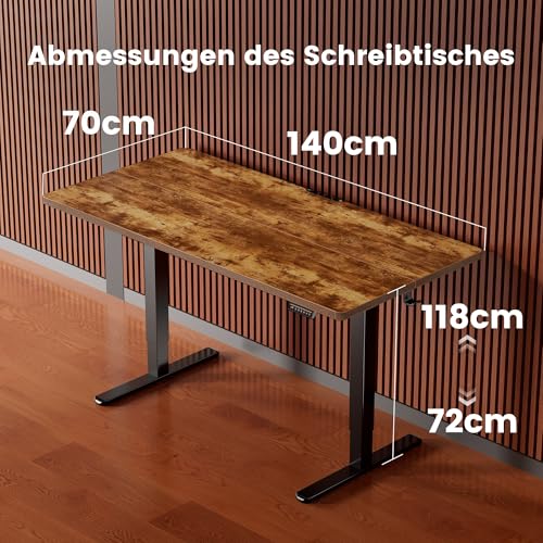 ErGear Höhenverstellbarer Schreibtisch 140x70cm 4-Speicher geteilte Platte – Ansicht 4