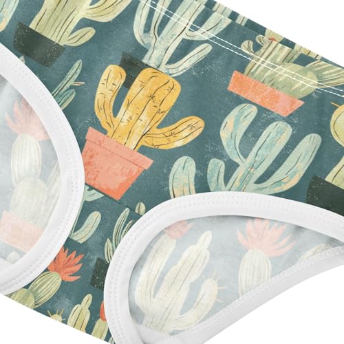 ZZKKO Cacti Vintage Green Girls Underwear Toddler Panties for Girls Comfort Brief Size 2-8T3