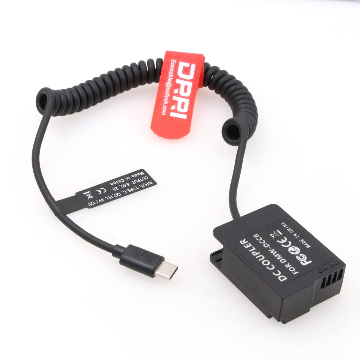 DRRI Câble d'alimentation factice DMW-DCC8 vers USB C PD pour Lumix DMC-FZ300 FZ2000 FZ2500 DMC G5