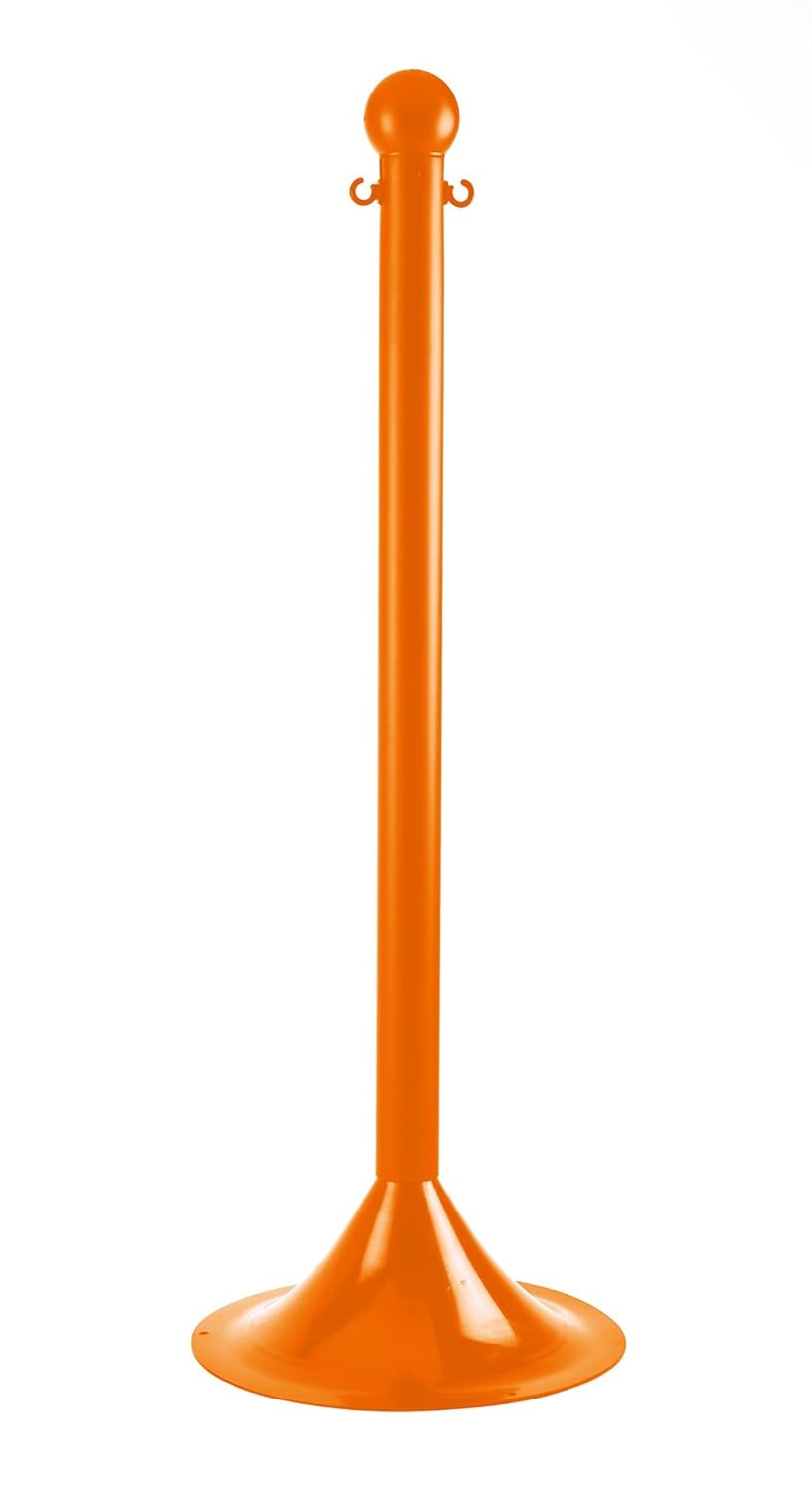 Mr. Chain 91512-6 Safety Orange Stanchion, 2" link x 41" Overall Height, Pack of 6
