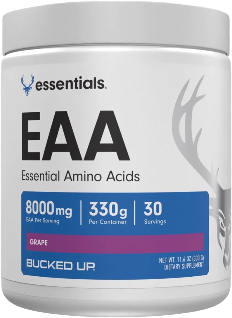 Bucked Up Essential Amino Acids - EAA Powder - Easy Mix, Non Clumping Formula - for Pre/Intra Workout - Grape Flavor - 30 Servings - 11.6 oz
