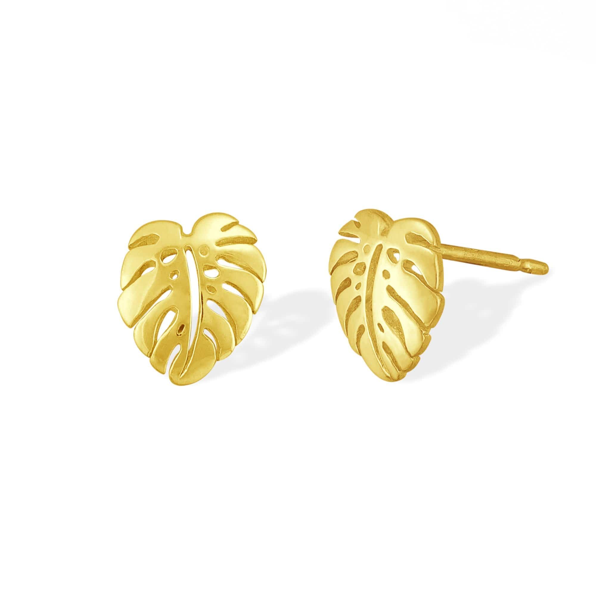 BomaJewelry Sterling Silver Monstera Leaf Stud Earrings