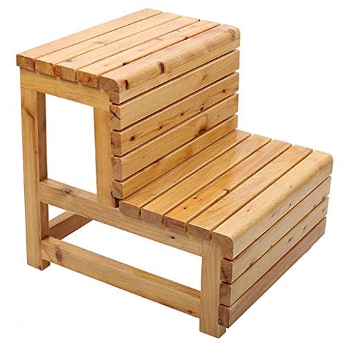 Tritthocker-Reach-Up Schritt Hocker, Zwei Schrittzähler Höhe Holz Stepping Hocker for Kinder und Kleinkinder, Natur