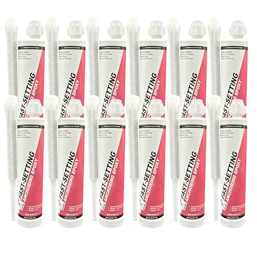 Image of Akona Fast-Setting Anchoring Epoxy - Anchoring Epoxy for Concrete, Rebar, Steel, Masonry, Bolts, & More, High Strength Caulking Adhesive, Stops Water Leaks (8.45 Ounces, 12)