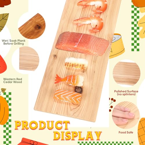 Landical 3/6/10/13/20 Pcs XL XXL Large Cedar Plank for Grilling Salmon Thicker Design Full Filet of Meat Fish Veggies Adding Extra Smoke and Flavor Soaking Fast Easy to Use(3 Pcs,15 x 5.5 Inches) by Landical - Image 3