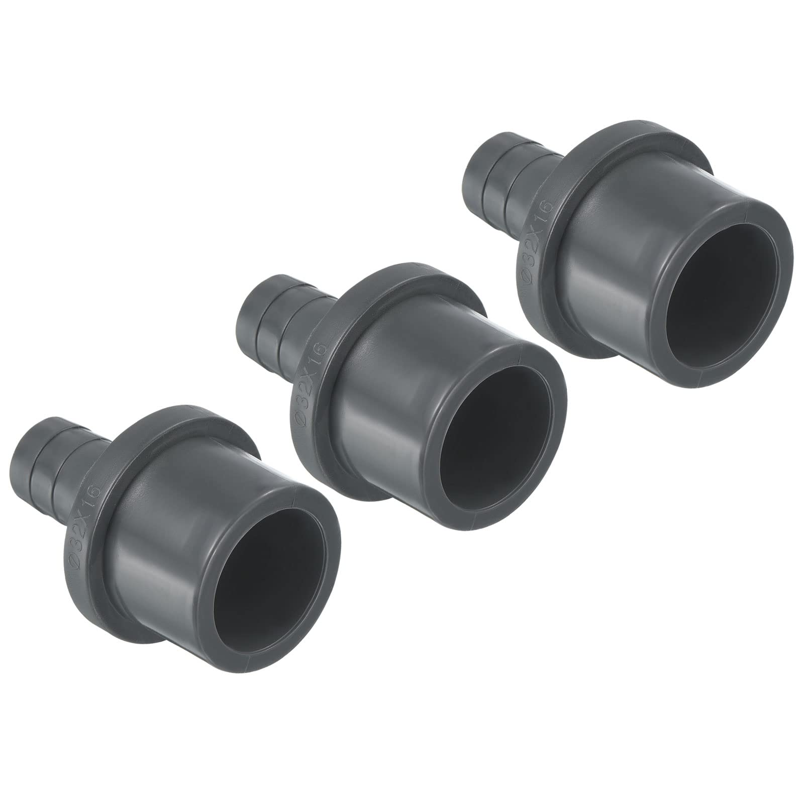 PATIKIL UPVC Reductor Tubo Montaje 32mm OD 16mm Púas, 3 Paquetes Rectos Acoplamientos Adaptador Conector, Gris