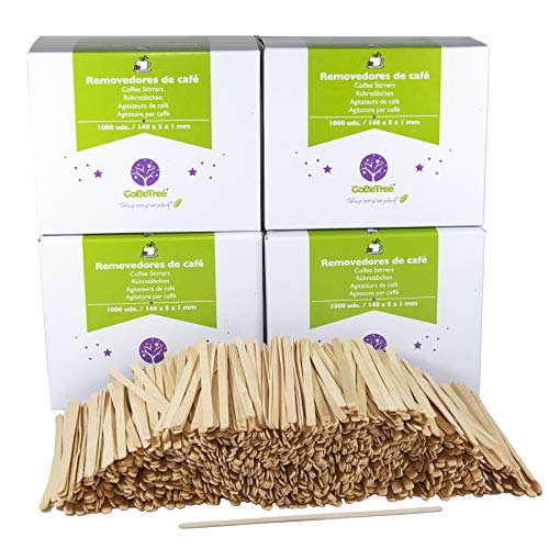 4000 paletinas de café de Madera. Palitos de café Desechables, Palitos removedores de café biodegradables de 14 cm de Longitud, agitadores de café y te Cover