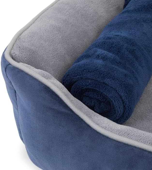 EveryYay by Petco Essentials Dog Bed Bundle 22" L X 18" W Small Navy