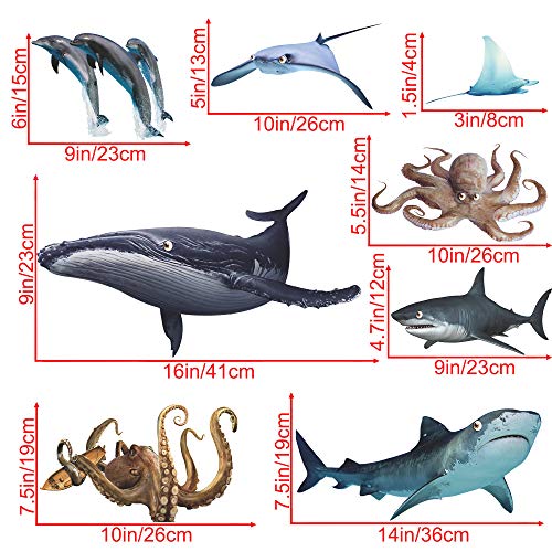 Vinilos 3D decorativos marinos para pared, 4 piezas miniatura 3