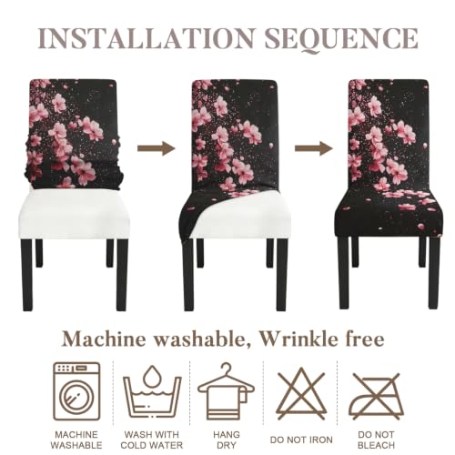 Image of Cherry Blossom Dining Chair Covers Set of 4, Pink Sakura