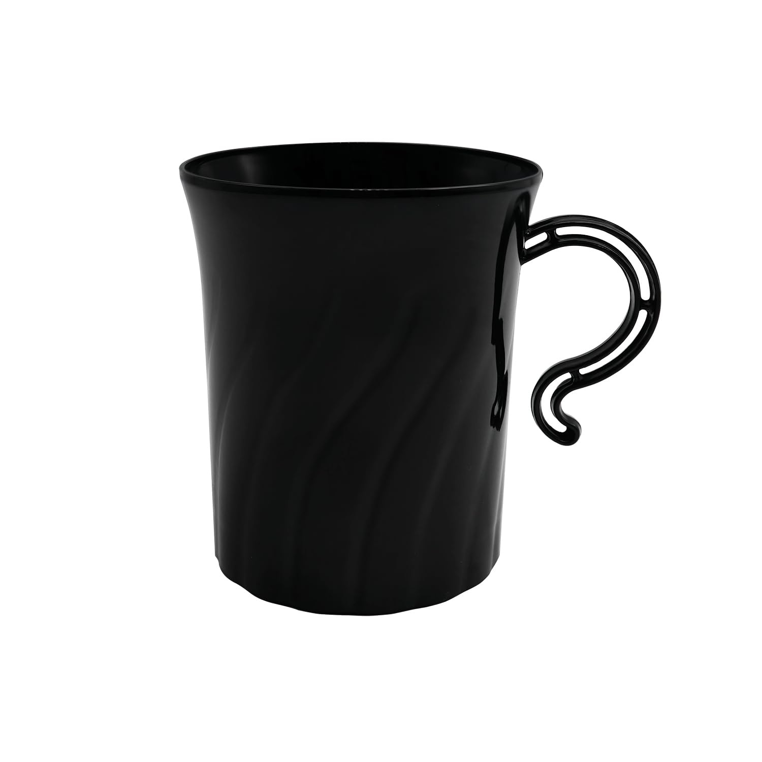 Party Essentials Disposable Plastic 8 oz. Swirled Cups With Handle for Coffee/Tea/Dessert/Fruit/Punch Drinks, Black, 20 Count
