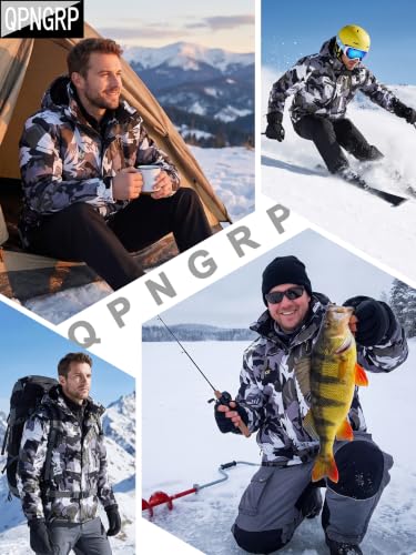 Image of QPNGRP Mens Waterproof Fleece Ski Jacket Windproof Winter Snow Coat