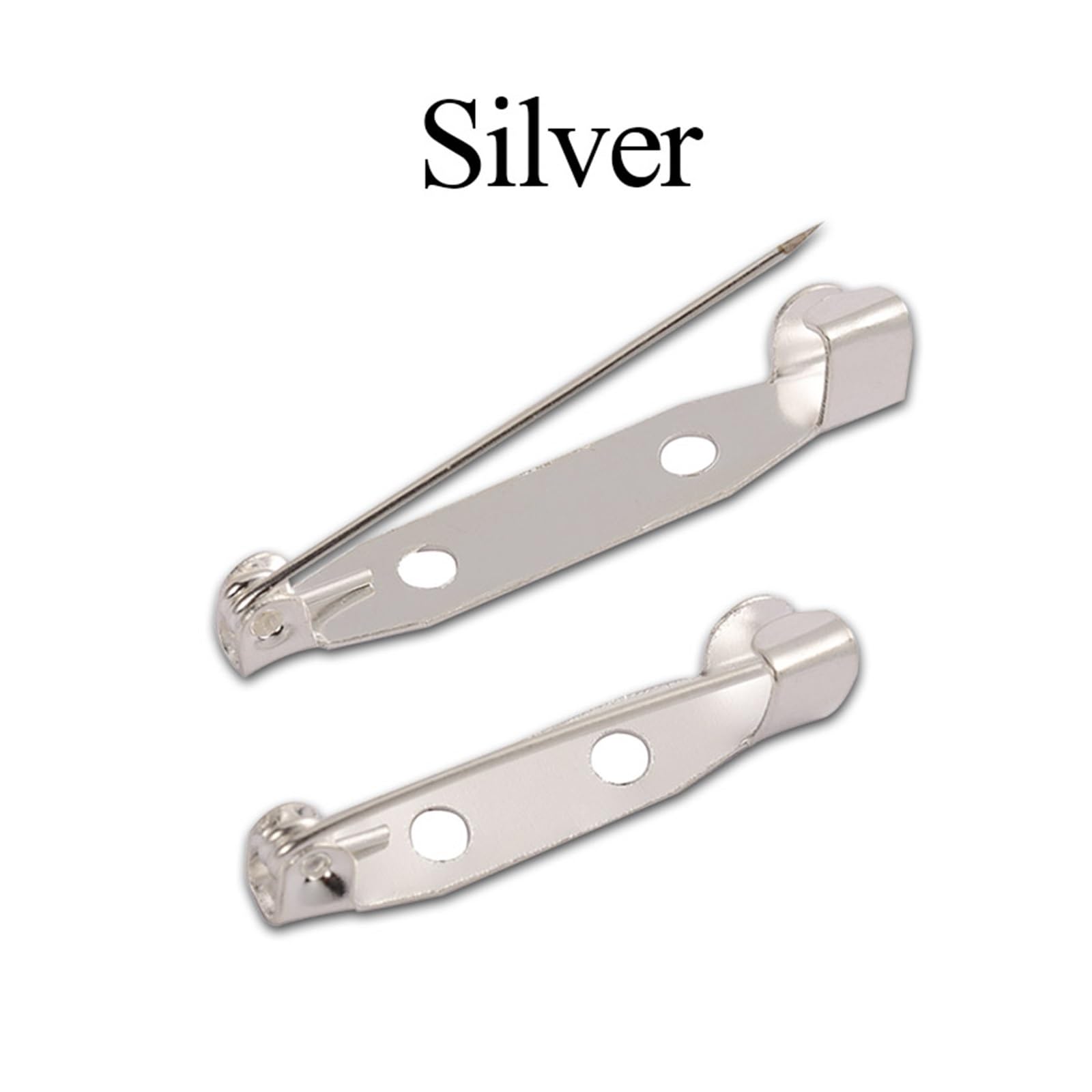 Zapięcia do broszek, 50pcs Brooch Clip Base Pins Blank for DIY Jewelry Making Supplies(Silvery2,30 mm)