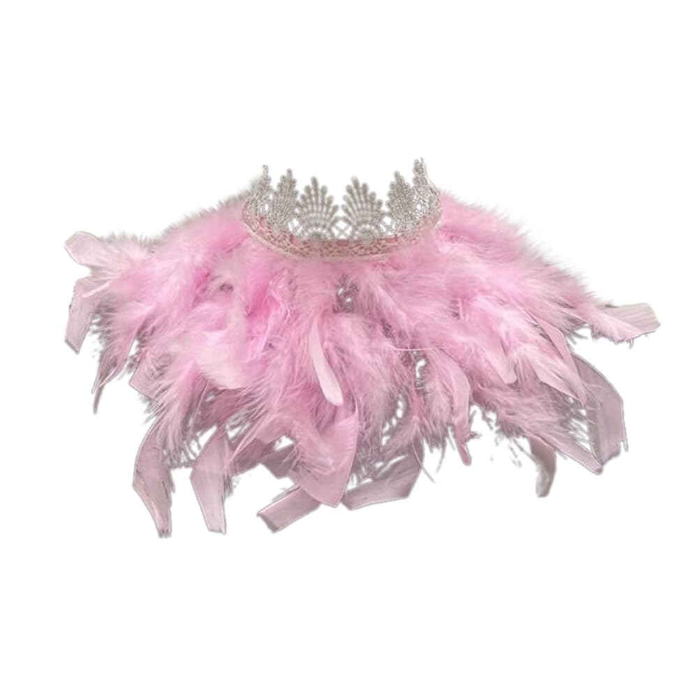 Uposao Feather Collar Shawl Feather Choker Cloak Natural Feather Collar Props For Cosplay Party Performance Model Walk Halloween Ball Feather Collar Shawl Props