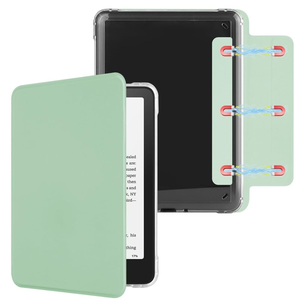 Generic Étui compatible avec Kindle Colorsoft Signature Edition (1ère génération) 2024 (couleur : vert matcha) Étui à rabat magnétique amovible en cuir
