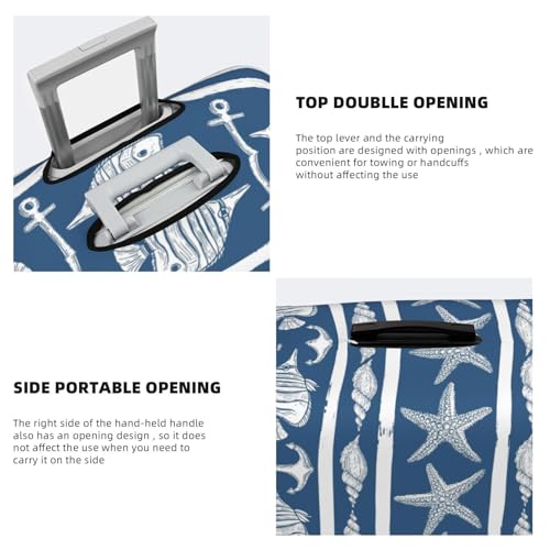 Elastic Travel Luggage Cover Printed Starfish Fish Nautical Double-Sided Suitcase Protector Bag,Dust-Proof Anti-Scratch Washable Baggage Covers For Kid Adult,X-Large 5