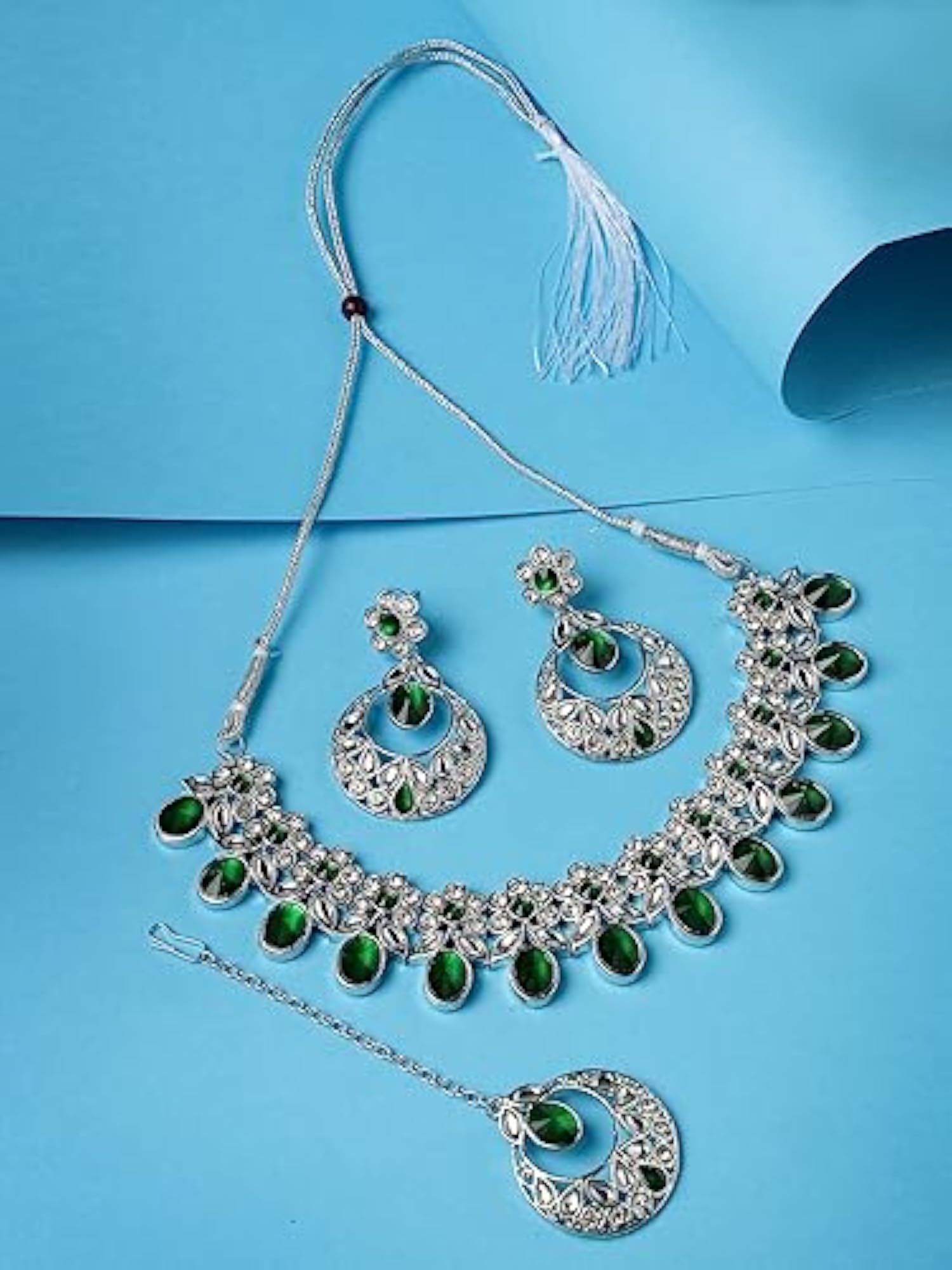 Dreamy Rhodium Plated AD Stones Necklace Set