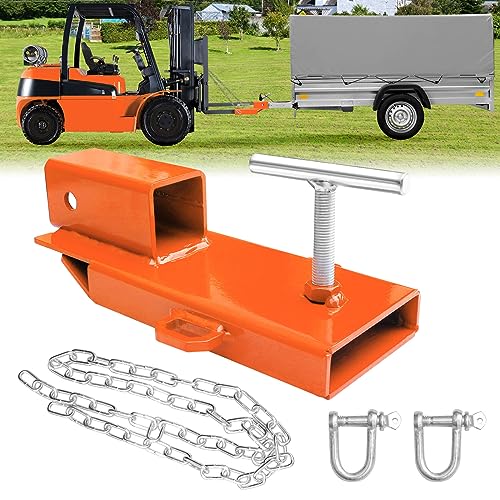 Forklift Ball Hitch Attachment EBESTTECH 1PC Forklift Trailer Hitch Attachment 2 Receiver Trailer Towing Adapter with Chain Orange