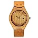 CUCOL Wooden Watch For Men Fashion Casual Watch Brown Cowhide Leather Strap Wood Watch With Box (date)