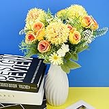 TSLBW 3 Bundles Artificial Flowers Mixed Rose Hydrangea Flower Bouquet Artificial Plants Flowers Decoration Fake Peony Silk Hydrangea Bouquet Decor for Home Wedding Office Table Decoration Gift - Image 5