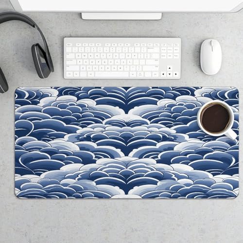 Pad mouse grande antideslizante azul y blanco 30x60cm miniatura 5