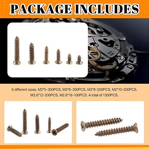 Kit de tornillos planos M2 M2.6 bronze Phillips 1300 piezas miniatura 3